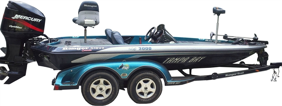 1999 Custom-Designed Bass Boat and Trailer Presented to Wade Boggs for 3000th Hit -Includes Wade Boggs Fishing Experience